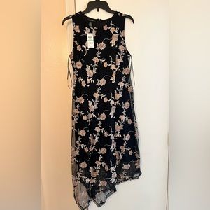 Alfani sheer sheath dress with embroidered flowers, NWT
